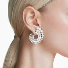 Swar*vski - Arian* Grand* drop earrings Crystal Pearl, Mixed cuts, White, Rhodium plated - 5720869