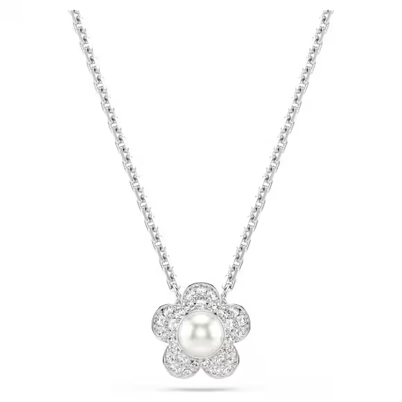 Swar*vski - Arian* Grand* pendant Crystal Pearl, Round cut, Flower, White, Rhodium plated - 5755817