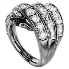 Swar*vski - The Vienn* Collection ring Swan, White, Ruthenium plated - 5735269