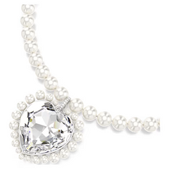 Swar*vski - Arian* Grand* necklace Crystal pearl, Heart cut, Heart, White, Rhodium plated - 5720858