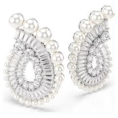 Swar*vski - Arian* Grand* drop earrings Crystal Pearl, Mixed cuts, White, Rhodium plated - 5720869