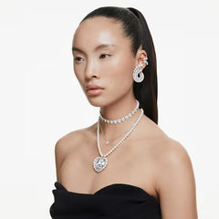 Swar*vski - Arian* Grand* drop earrings Crystal Pearl, Mixed cuts, White, Rhodium plated - 5720869