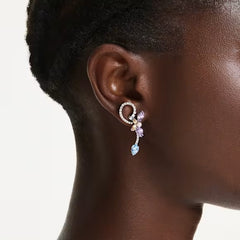 Swar*vski - Arian* Grand* drop earrings with ear jacket Mixed cuts, Dragonfly, Flower, Multicolored, Rhodium plated - 5749190