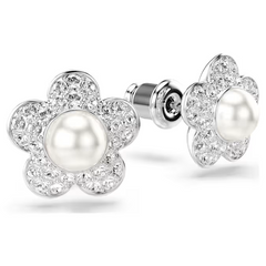 Swar*vski - Arian* Grand* stud earrings Crystal Pearl, Round cut, Flower, White, Rhodium plated - 5756098
