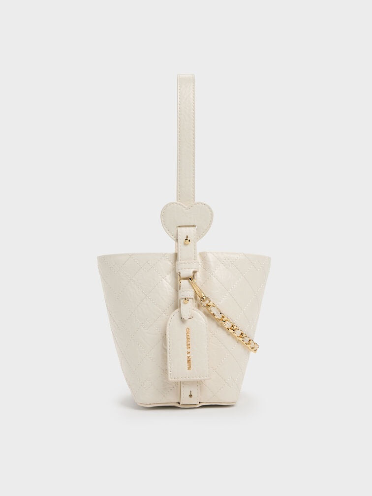 Charles & Ke*th - Duo Quilted Chain Bucket Bag - Cream