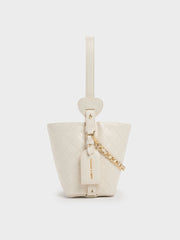 Charles & Ke*th - Duo Quilted Chain Bucket Bag - Cream