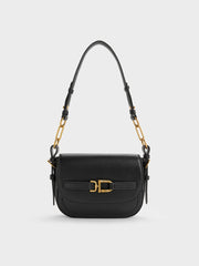 Charles & Ke*th - Gwynne Metallic-Accent Saddle Bag - Black