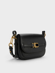 Charles & Ke*th - Gwynne Metallic-Accent Saddle Bag - Black