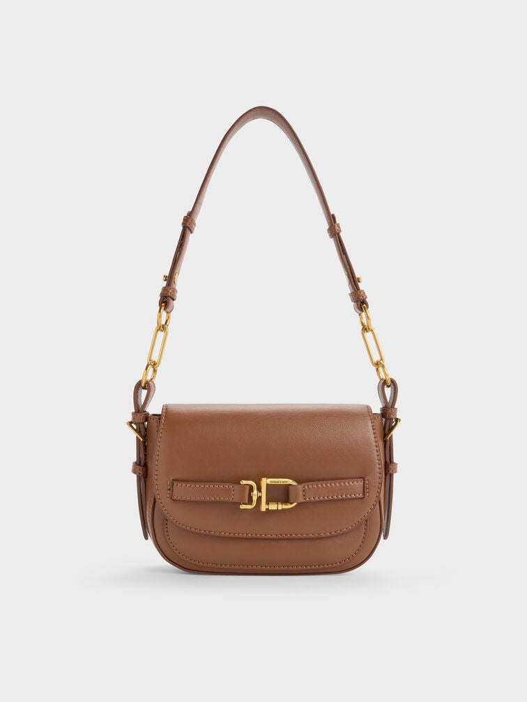 Charles & Ke*th - Gwynne Metallic-Accent Crossbody Bag - Chocolate