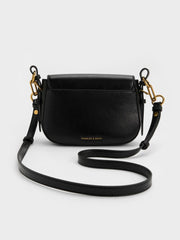 Charles & Ke*th - Gwynne Metallic-Accent Saddle Bag - Black
