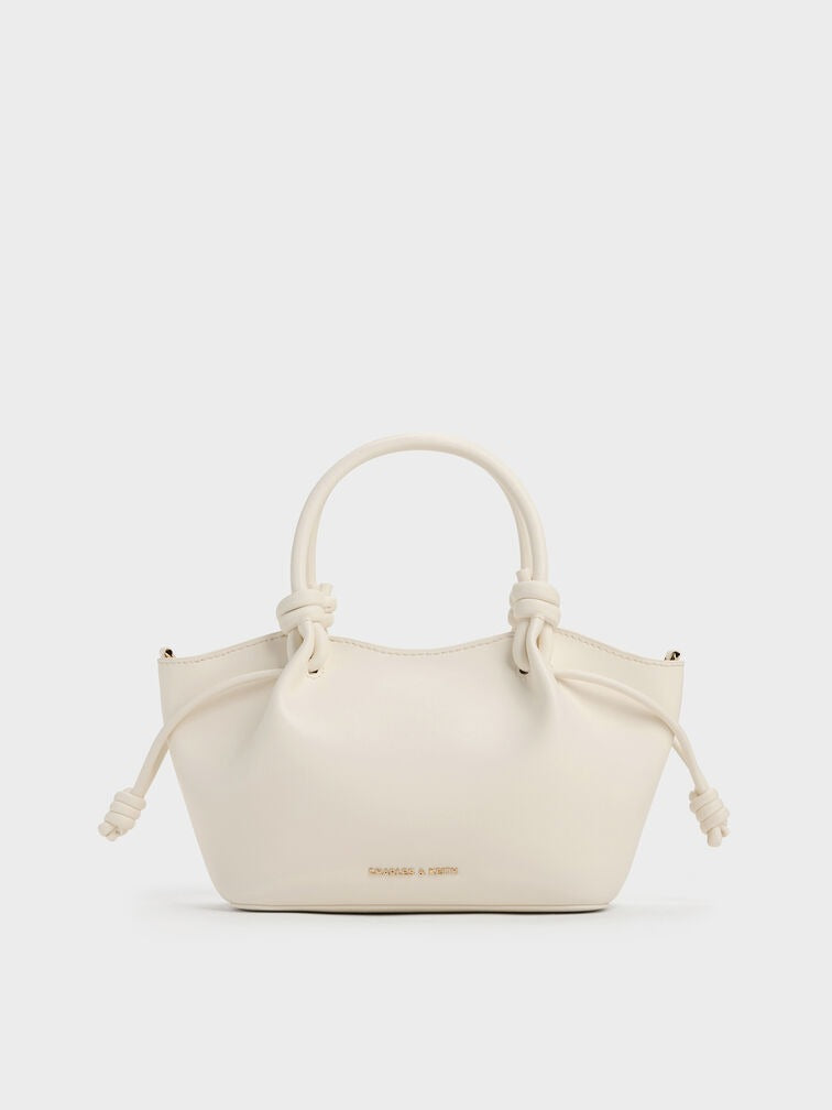 Charles & Ke*th - Sammie Knotted-Handle Wavy Tote Bag - Cream