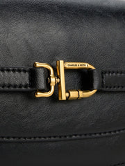 Charles & Ke*th - Gwynne Metallic-Accent Saddle Bag - Black