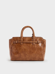 Charles & Ke*th -  Mini Delfina Belted Tote Bag - Distressed Tan