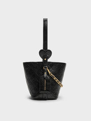 Charles & Ke*th - Duo Quilted Chain Bucket Bag - Black