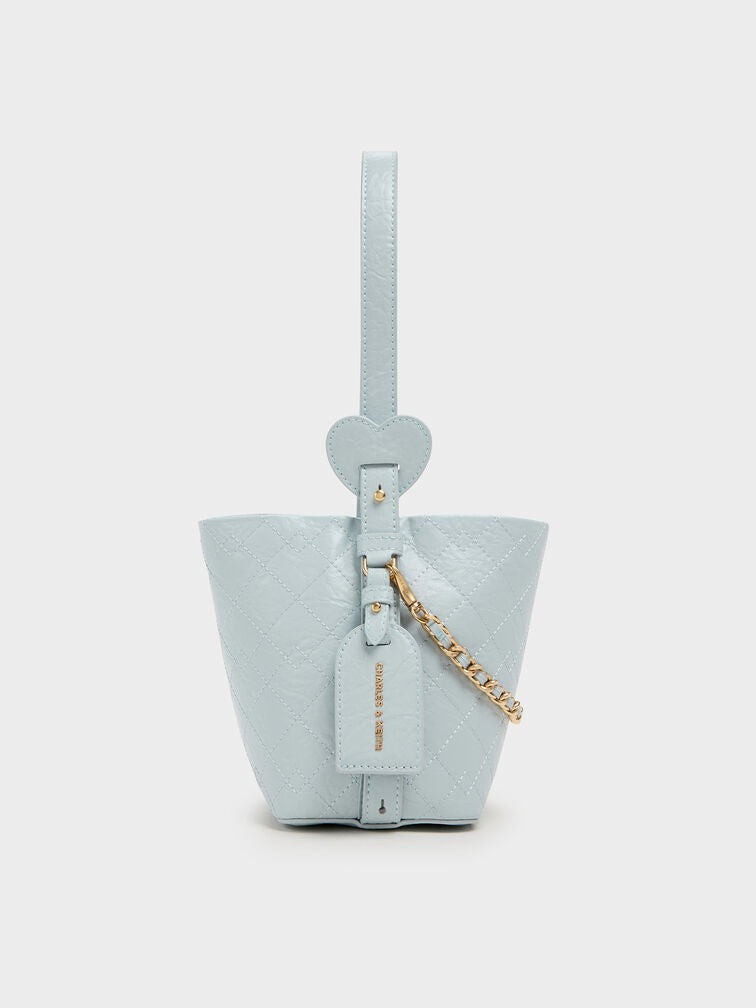 Charles & Ke*th - Duo Quilted Chain Bucket Bag - Sea Salt Blue