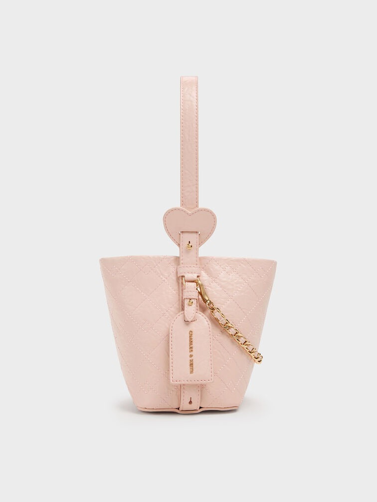 Charles & Ke*th - Duo Quilted Chain Bucket Bag - Soft Pink