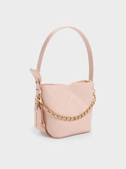 Charles & Ke*th - Duo Quilted Chain Bucket Bag - Soft Pink