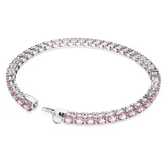 Swar*vski - Matrix Tennis bracelet Round cut, Pink, Rhodium plated - 5648931