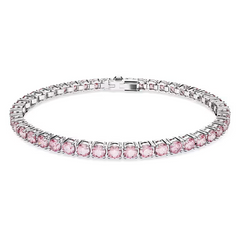 Swar*vski - Matrix Tennis bracelet Round cut, Pink, Rhodium plated - 5648931
