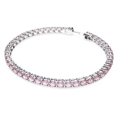 Swar*vski - Matrix Tennis bracelet Round cut, Pink, Rhodium plated - 5648931