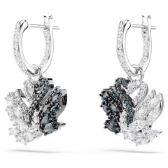 Swar*vski - Swan drop earrings Swan, Black, Mixed metal finish - 5705728