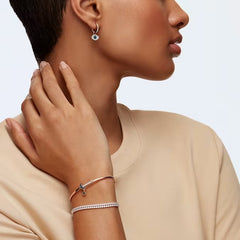 Swar*vski - Symbolica hoop earrings Evil eye, Blue, rose gold finish - 5425857