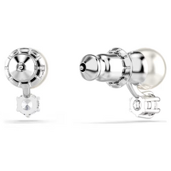 Swar*vski - Matrix stud earrings Crystal pearl, Round cut, White, Rhodium plated - 5694225