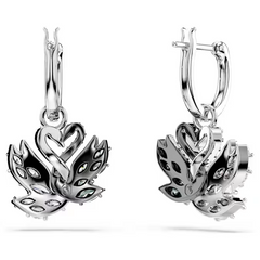 Swar*vski - Swan drop earrings Swan, Black, Mixed metal finish - 5705728