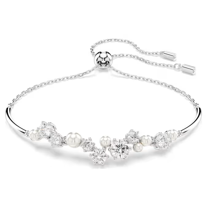 Swar*vski - Constella bangle Crystal pearl, Round cuts, White, Rhodium plated - 5705618