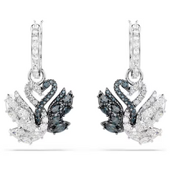 Swar*vski - Swan drop earrings Swan, Black, Mixed metal finish - 5705728