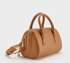 Charles & Ke*th - Everleigh Canvas Two-Tone Bowling Bag - Taupe Canvas