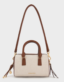 Charles & Ke*th - Everleigh Canvas Two-Tone Bowling Bag - Taupe Canvas