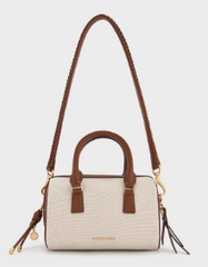 Charles & Ke*th - Everleigh Canvas Two-Tone Bowling Bag - Taupe Canvas