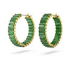Swar*vski - Matrix hoop earrings Baguette cut, Green, Gold-tone plated - 5658651