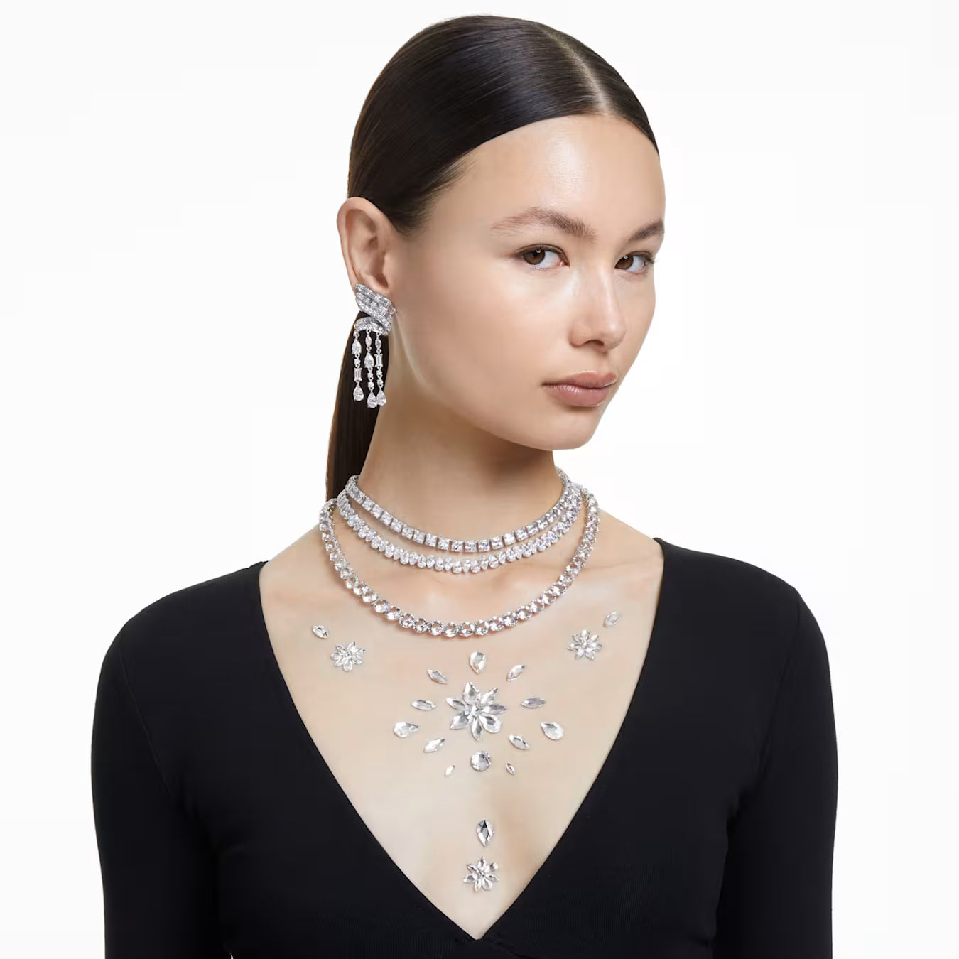 Swar*vski -Matrix Tennis necklace Square cut, White, Rhodium plated - 5599153