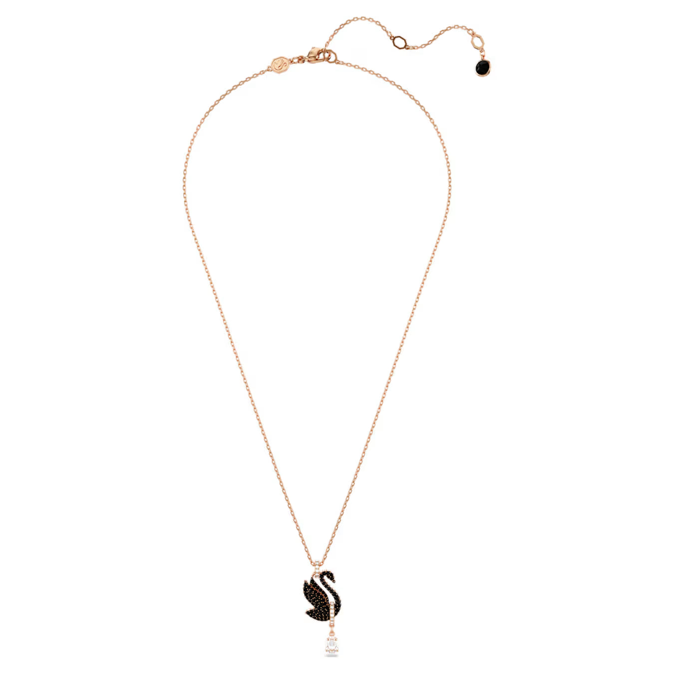Swar*vski -Swan pendant Swan, Black, Rose gold-tone plated - 5678045